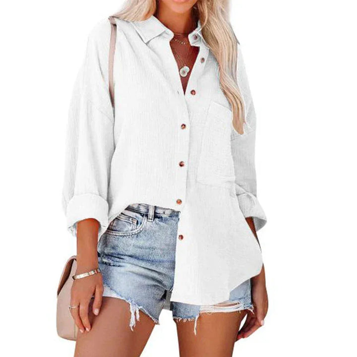 WOLLY™ - Casual Button Down Long Sleeve Blouse - MABEL LONDON