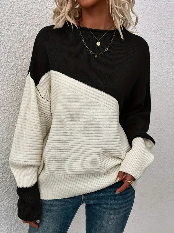 KARA™ - Casual Long Sleeve Round Neck Sweater - MABEL LONDON