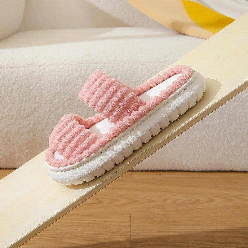 SIRA™ – Cozy Fluffy Open-Toe Home Slippers - MABEL LONDON