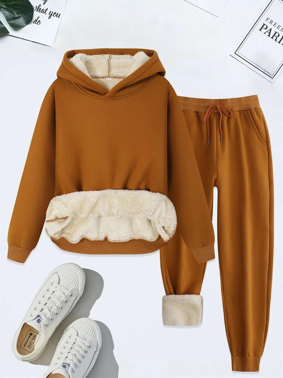 FORDA™ - Cozy Solid Color Hoodie and Drawstring Pants Set - MABEL LONDON