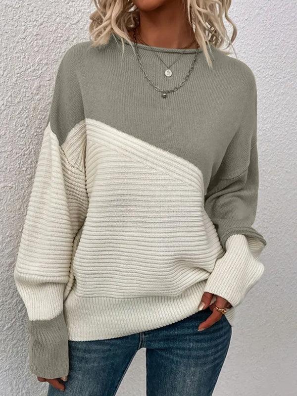 KARA™ - Casual Long Sleeve Round Neck Sweater - MABEL LONDON
