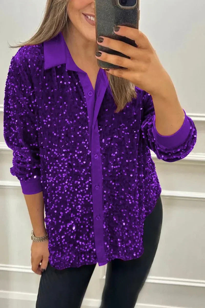 CIARA™ - Shimmer Sequin Shirt - MABEL LONDON