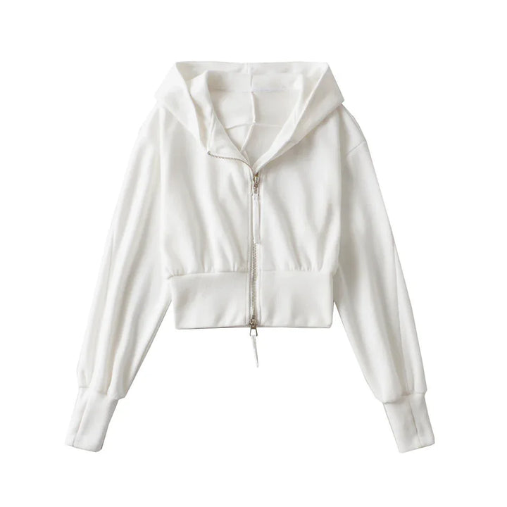 RESLEY™ - Chic Cropped Hooded Zipper Workout Jacket - MABEL LONDON