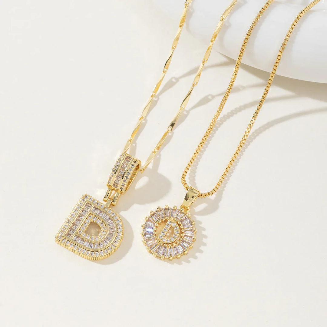 AISHA™ - Elegant 2-Pack Initial Letter Pendant Necklaces - MABEL LONDON