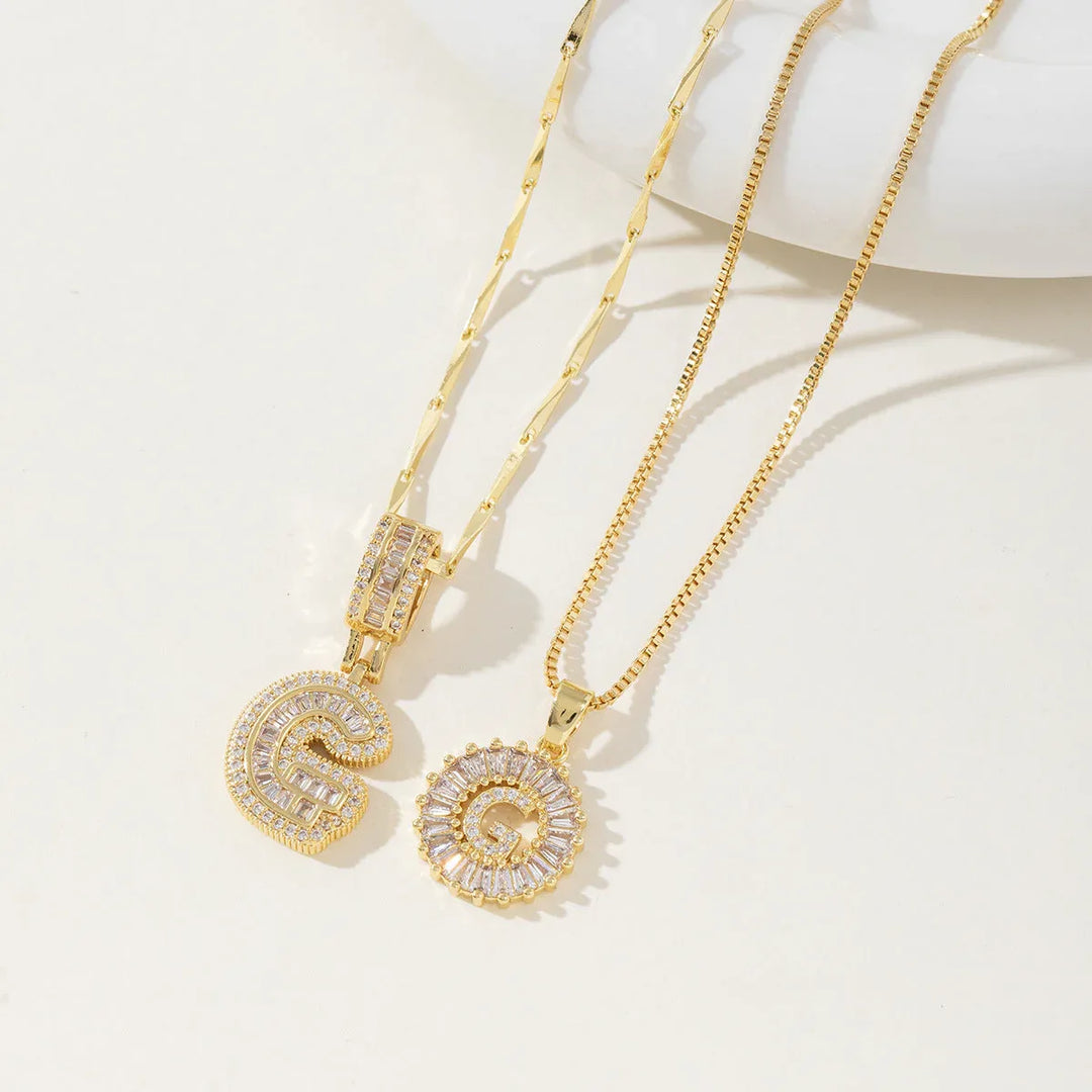 AISHA™ - Elegant 2-Pack Initial Letter Pendant Necklaces - MABEL LONDON
