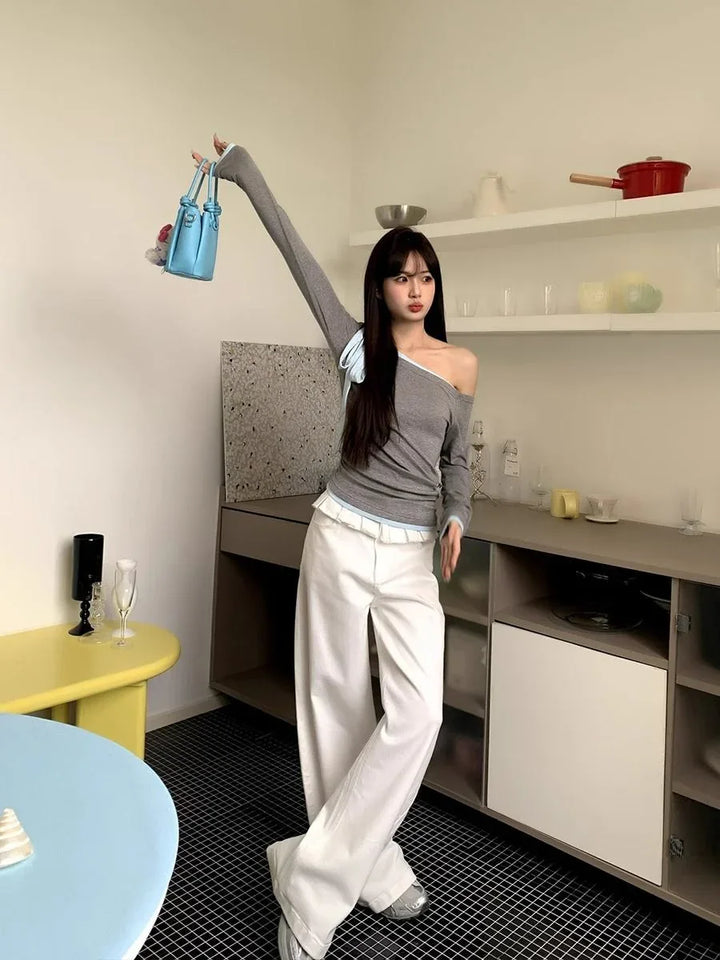 PAISLEY™ – Elegant Lace-Trimmed Wide-Leg Jeans - MABEL LONDON