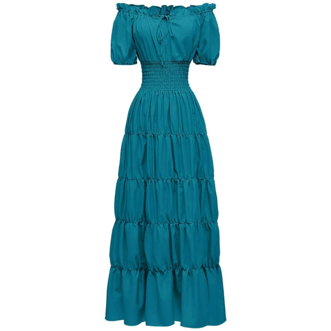 AIZA™ – Classic Corset Long Retro Maxi Dress - MABEL LONDON