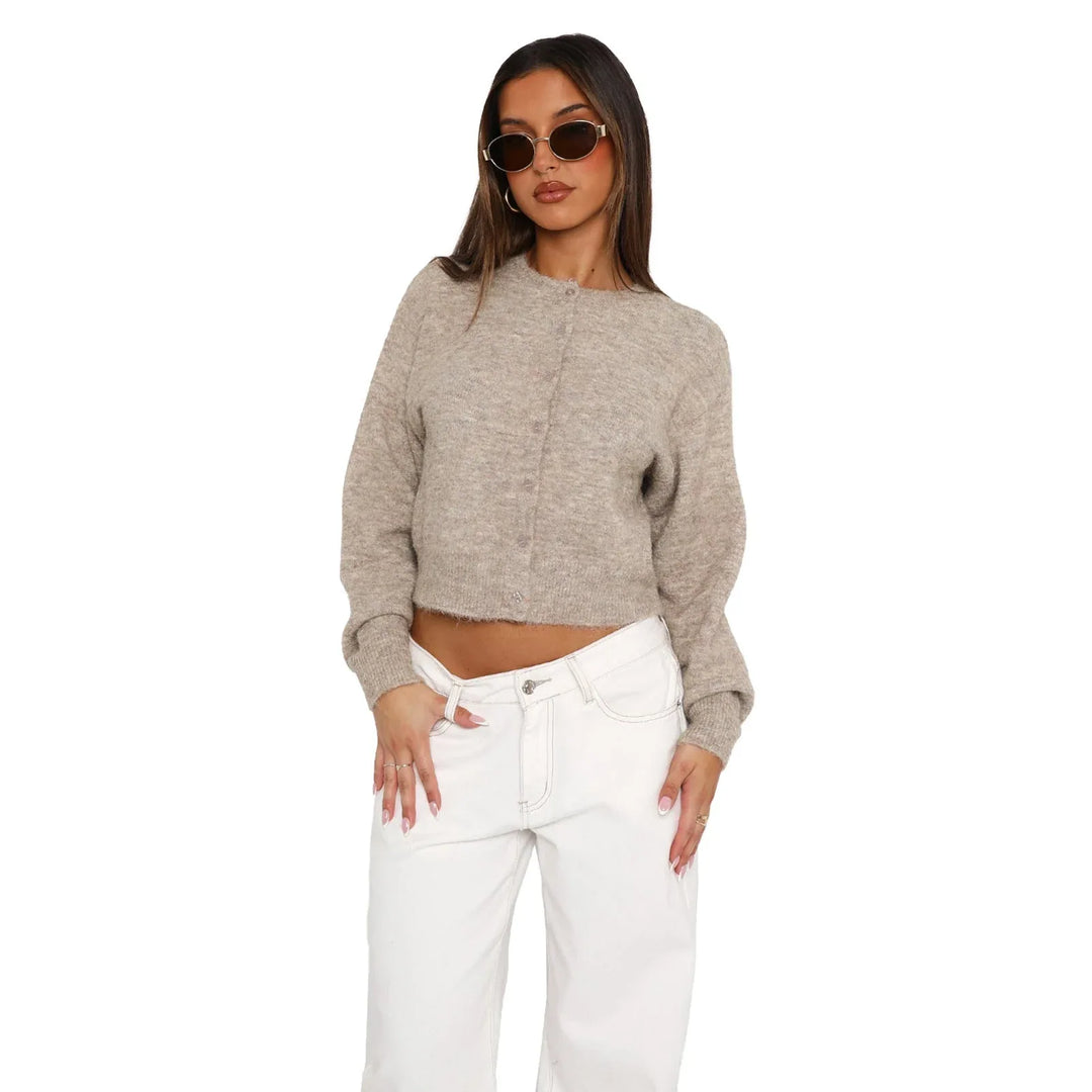 SHASA™ - Casual Cropped Long Sleeve Cardigan - MABEL LONDON
