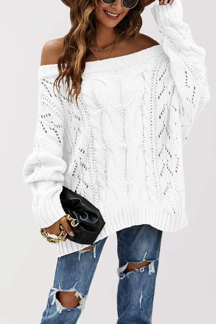 LENNY™ - Chic Off Shoulder Long Sleeve Sweater - MABEL LONDON