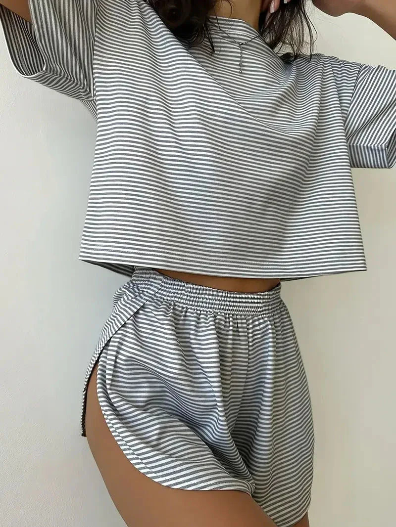 RIZALINA™ – Comfy Short Sleeve Loungewear Co-ord - MABEL LONDON