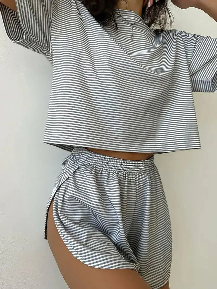 RIZALINA™ – Comfy Short Sleeve Loungewear Co-ord - MABEL LONDON