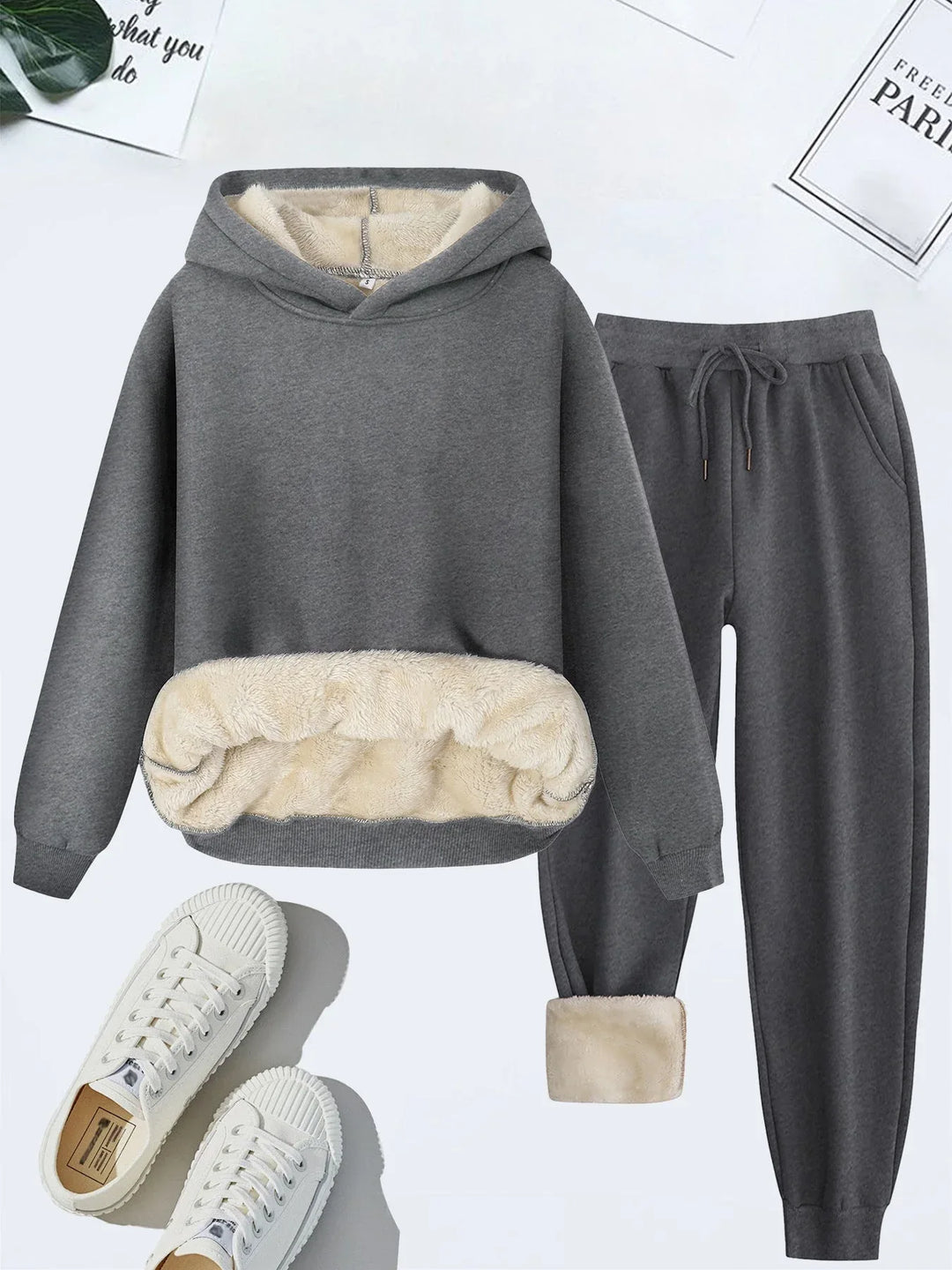 FORDA™ - Cozy Solid Color Hoodie and Drawstring Pants Set - MABEL LONDON
