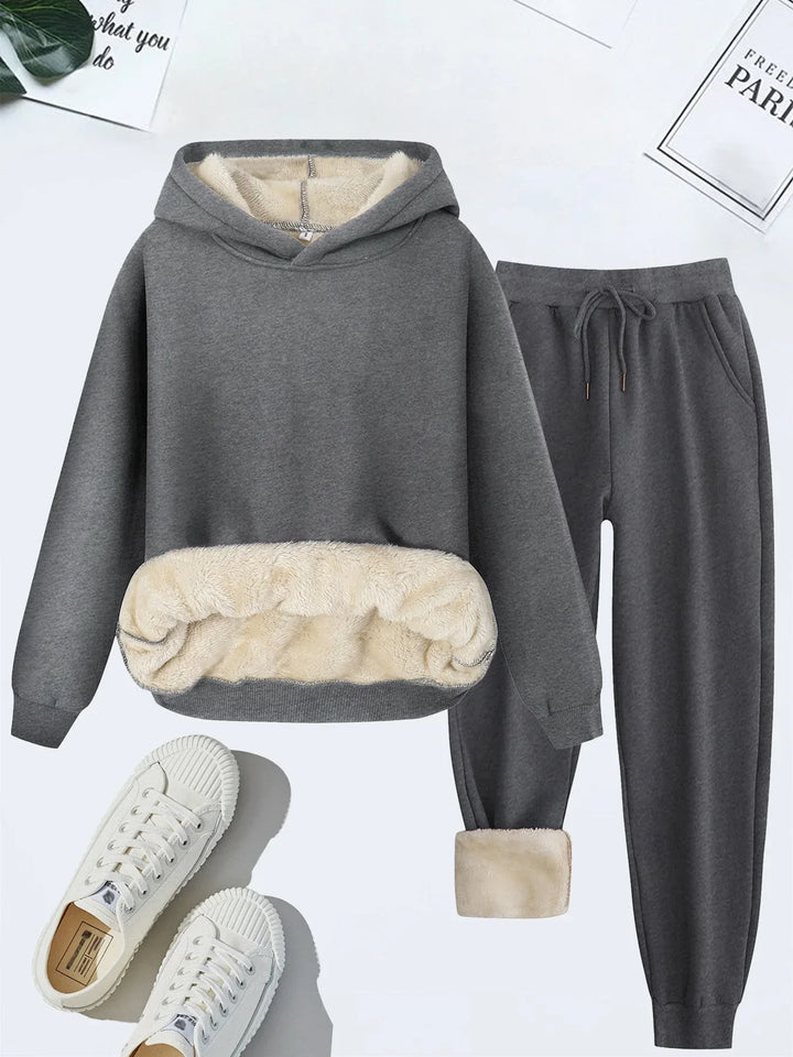 FORDA™ - Cozy Solid Color Hoodie and Drawstring Pants Set - MABEL LONDON