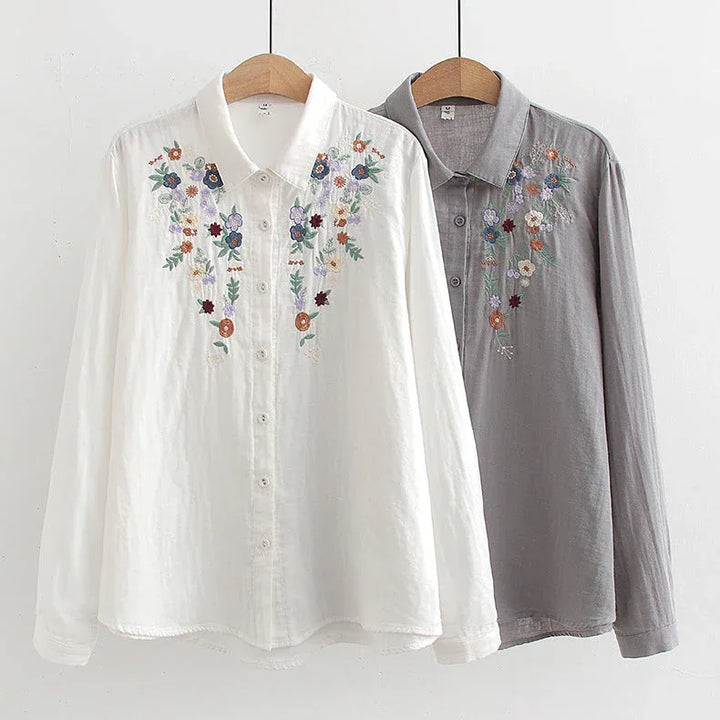 FLAVIE™ – Vintage Charm Embroidered Blouse - MABEL LONDON