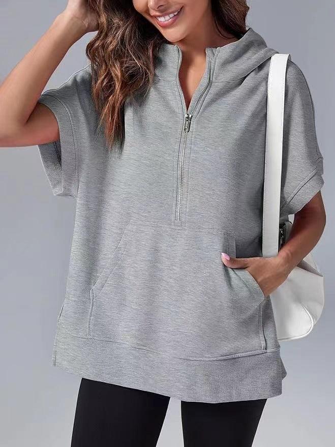 HISPER™ - Relaxed Oversized Half-Zip Summer Hoodie - MABEL LONDON