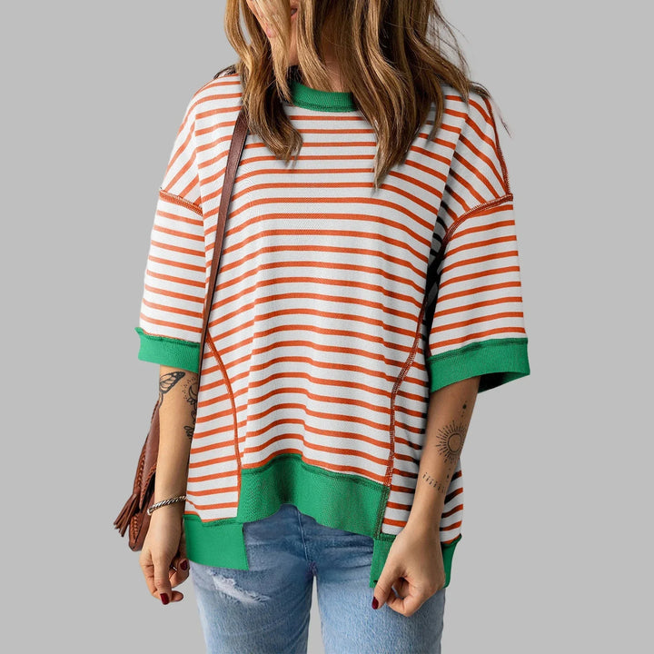 LORELEI™ - Casual Oversized Striped Pullover Top - MABEL LONDON