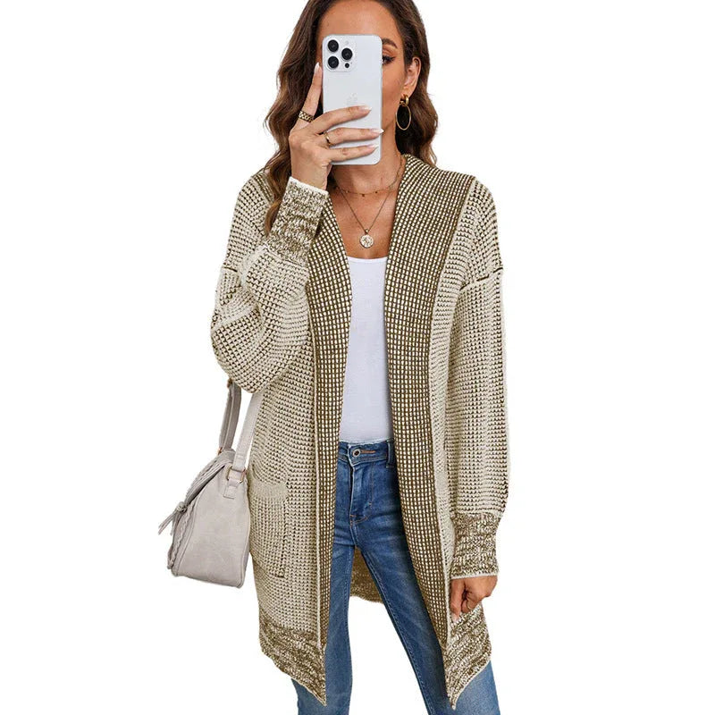 IRISH™ - Oversized Plaid Chunky Knit Open Front Cardigan - MABEL LONDON