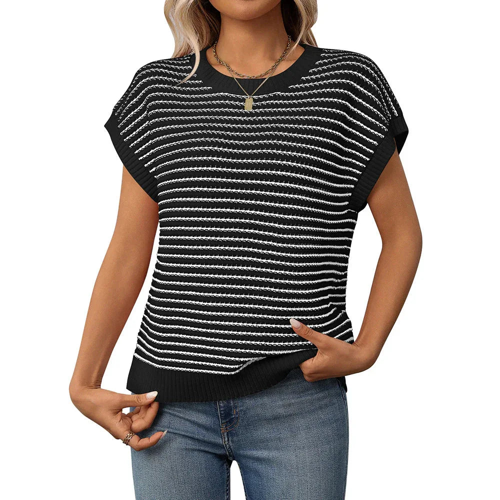 DAFROSA™ – Casual Striped Round-Neck Sweater - MABEL LONDON