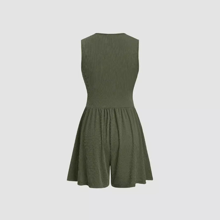PARIS™ - Chic V-Neck Sleeveless Overall Romper - MABEL LONDON