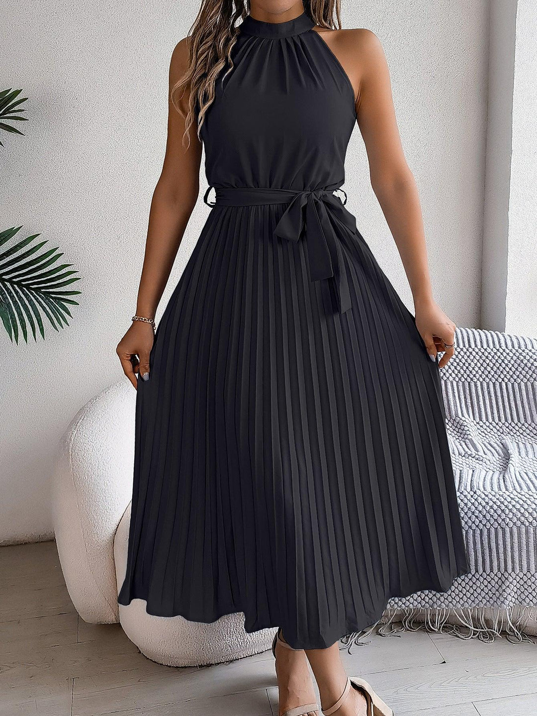 CEDRINE™ – Graceful Pleated Midi Dress - MABEL LONDON