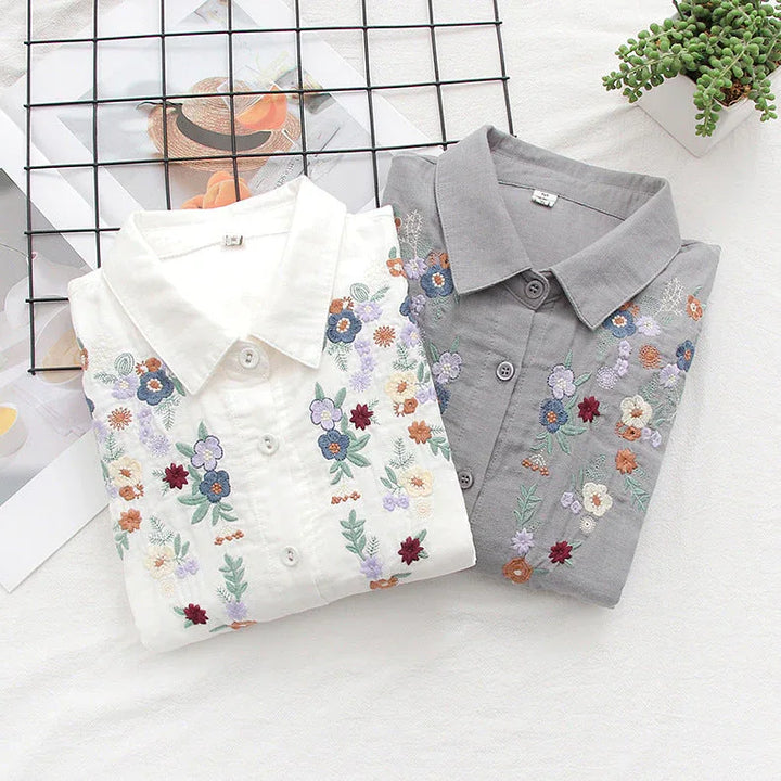 FLAVIE™ – Vintage Charm Embroidered Blouse - MABEL LONDON