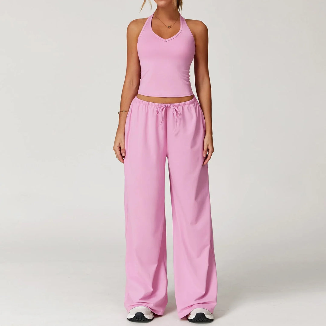DINGDING™ - Casual Crop Tank Top and Wide Leg Pants Set - MABEL LONDON