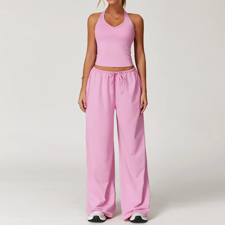 DINGDING™ - Casual Crop Tank Top and Wide Leg Pants Set - MABEL LONDON