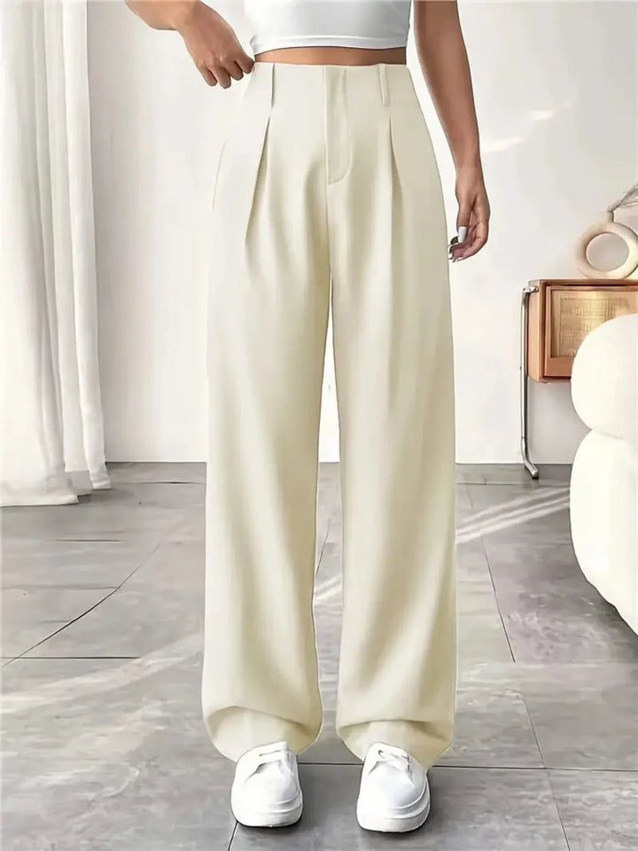 BELISIMA™ – Elegant Pleated Wide-Leg Office Trouser - MABEL LONDON
