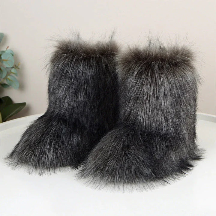 HIRA™ - Chic Trendy Furry Mid Length Winter Boots - MABEL LONDON
