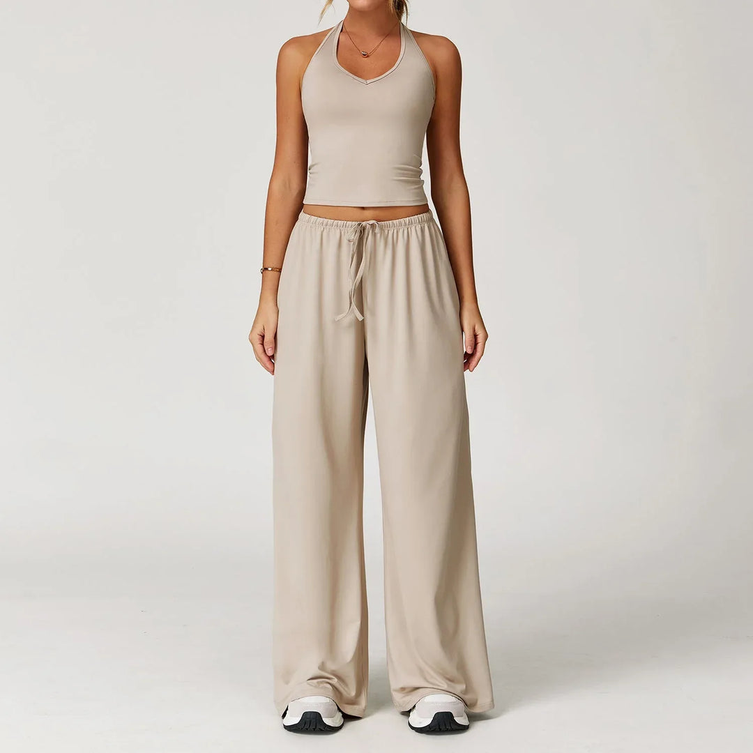 DINGDING™ - Casual Crop Tank Top and Wide Leg Pants Set - MABEL LONDON