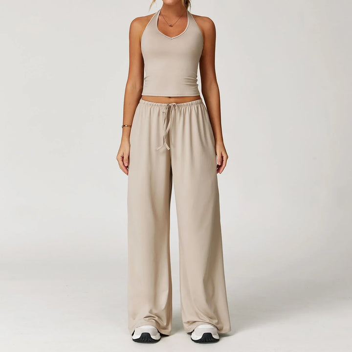 DINGDING™ - Casual Crop Tank Top and Wide Leg Pants Set - MABEL LONDON