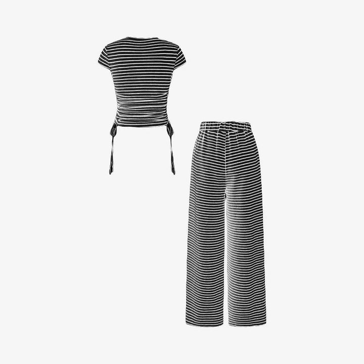 OWENA™ - Casual Striped Co-ord Lounge Set - MABEL LONDON