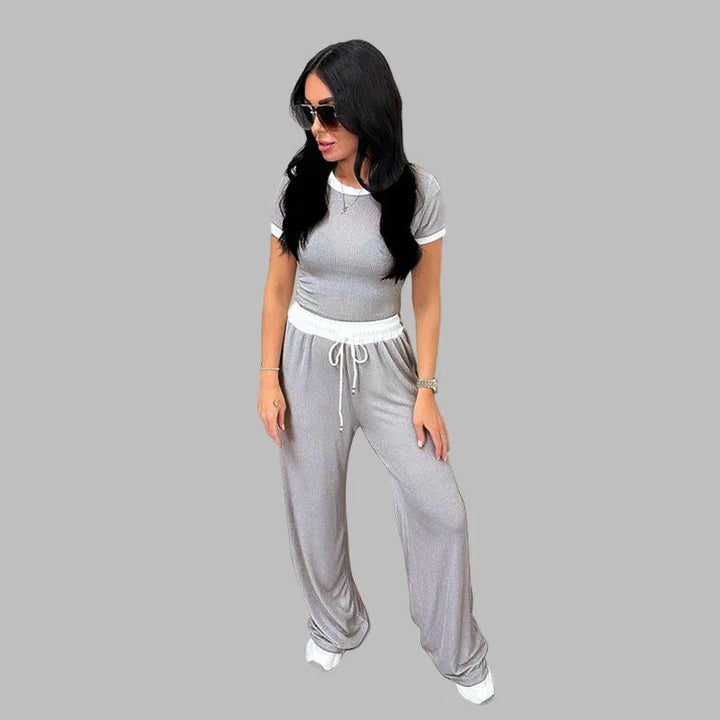 PLATU™ - Casual Short Sleeve and Wide Leg Pants Set - MABEL LONDON