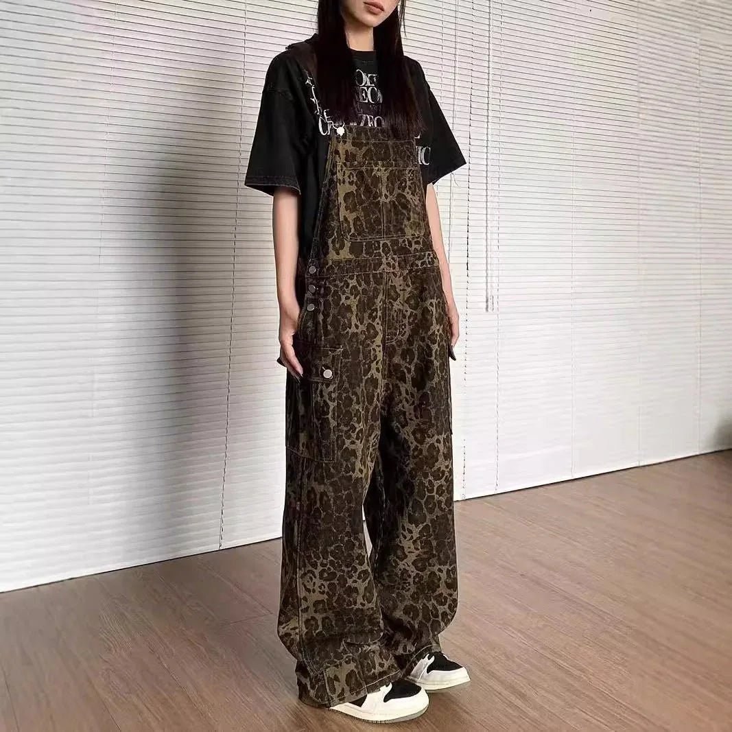 LUNTIAN™ – Vintage Leopard Wide-Leg Overall Jumpsuit - MABEL LONDON