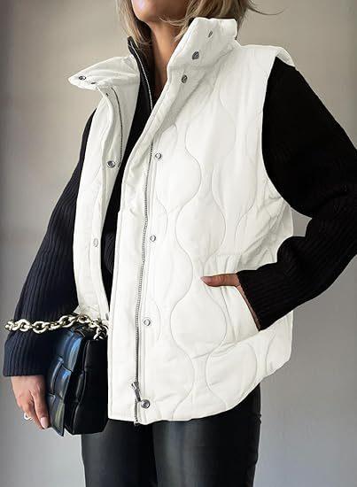 PAMMY™ - Classic Puffer Button Zip Up Collared Vest - MABEL LONDON