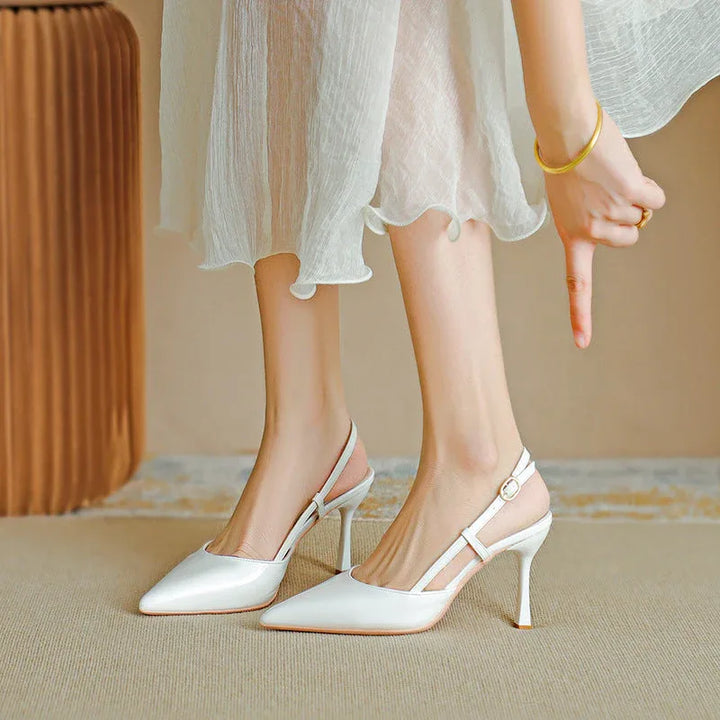 ZURI™ - Elegant Pointed Toe Adjustable Strap Stiletto - MABEL LONDON