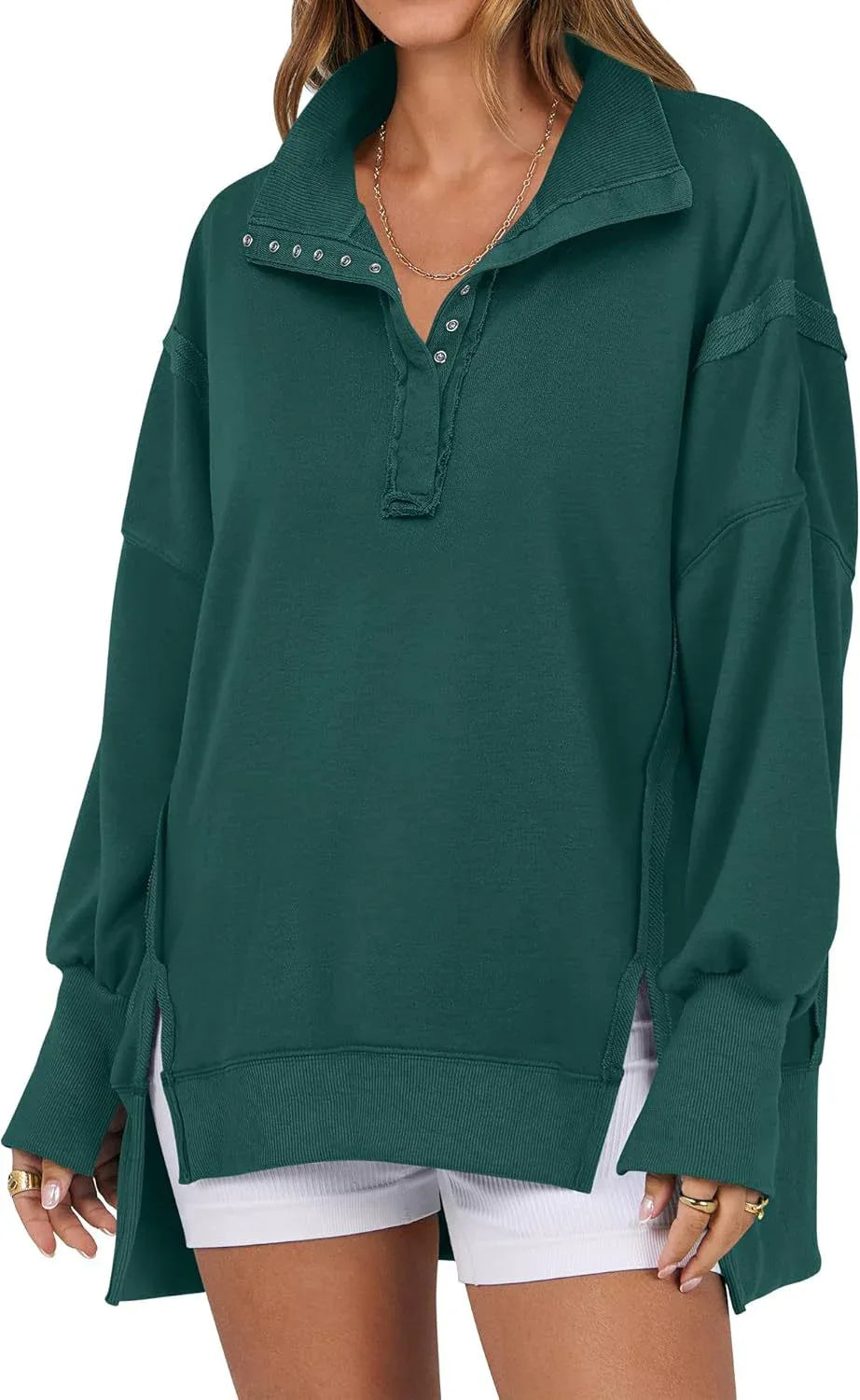 KAYLIE™ - Chic Oversized Button-Up Sweatshirt - MABEL LONDON