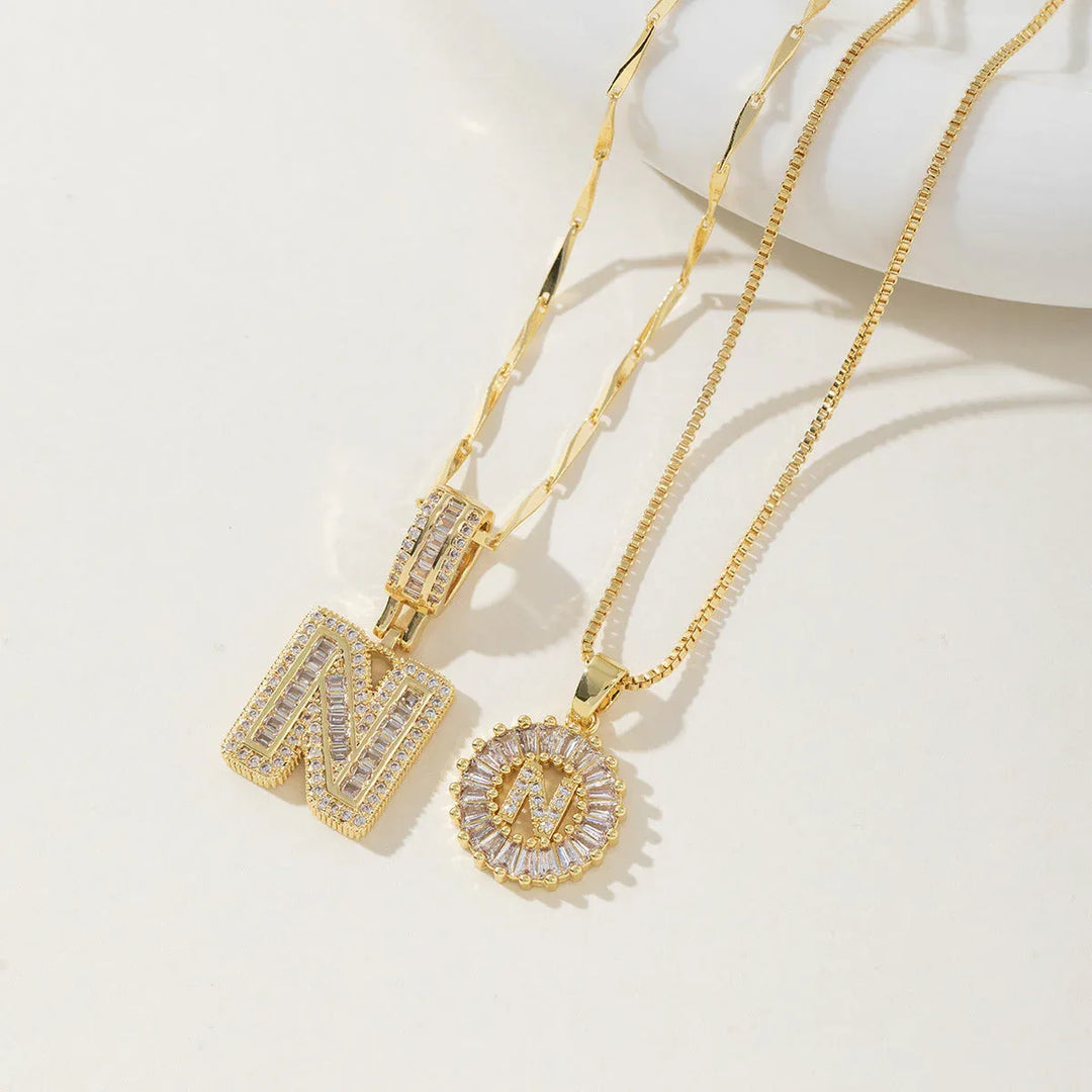 AISHA™ - Elegant 2-Pack Initial Letter Pendant Necklaces - MABEL LONDON