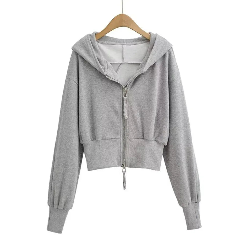 RESLEY™ - Chic Cropped Hooded Zipper Workout Jacket - MABEL LONDON