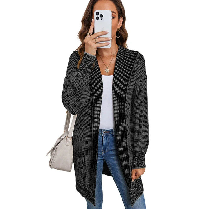 IRISH™ - Oversized Plaid Chunky Knit Open Front Cardigan - MABEL LONDON