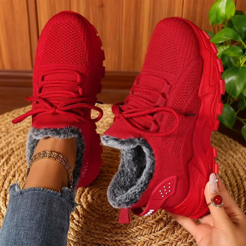 BRYDEE™ - Casual Fleece Lace-Up Lightweight Sneakers - MABEL LONDON