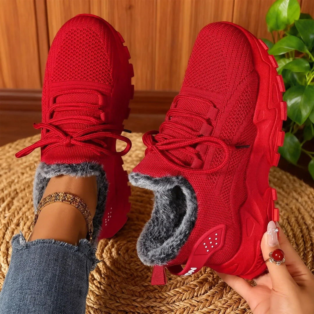 BRYDEE™ - Casual Fleece Lace-Up Lightweight Sneakers - MABEL LONDON