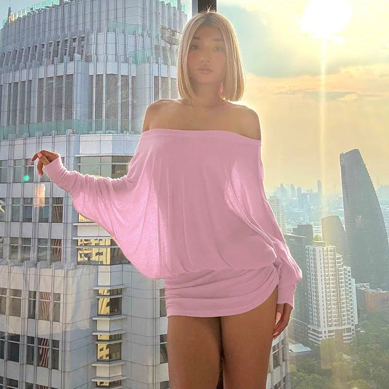 VALENCIA™ – Elegant Off-Shoulder Evening Mini Dress - MABEL LONDON