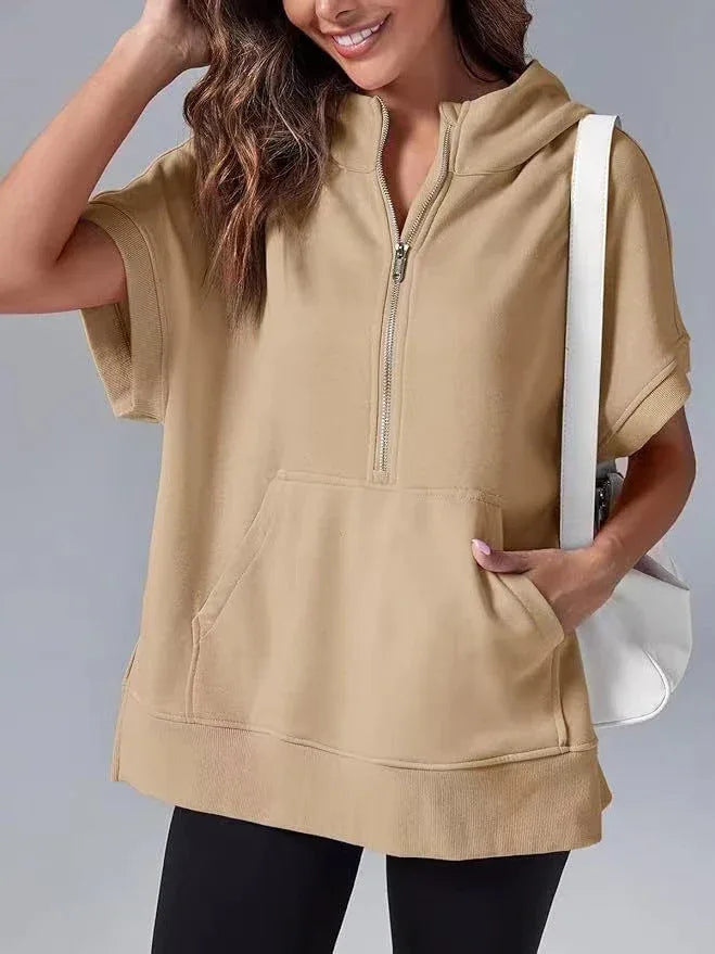 HISPER™ - Relaxed Oversized Half-Zip Summer Hoodie - MABEL LONDON