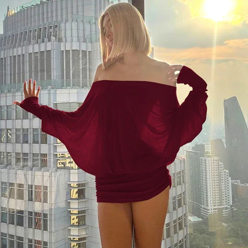 VALENCIA™ – Elegant Off-Shoulder Evening Mini Dress - MABEL LONDON