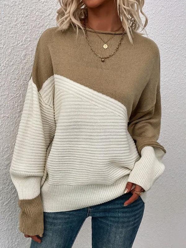 KARA™ - Casual Long Sleeve Round Neck Sweater - MABEL LONDON