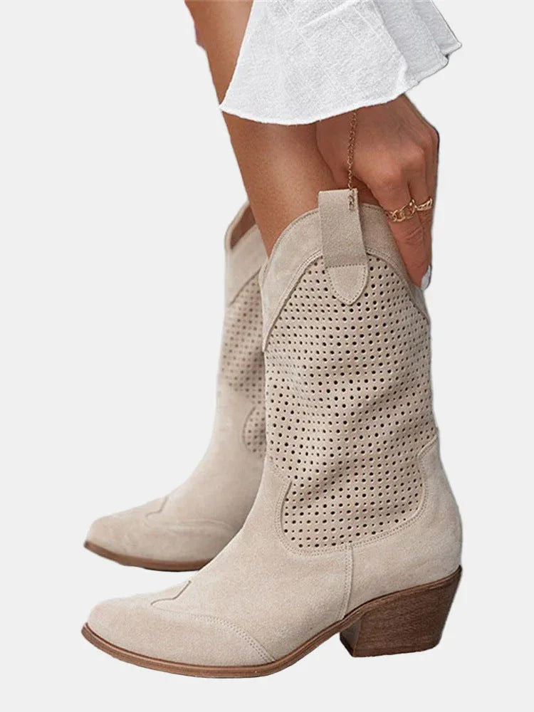 Piper | Perforated Ankle Boots - MABEL LONDON