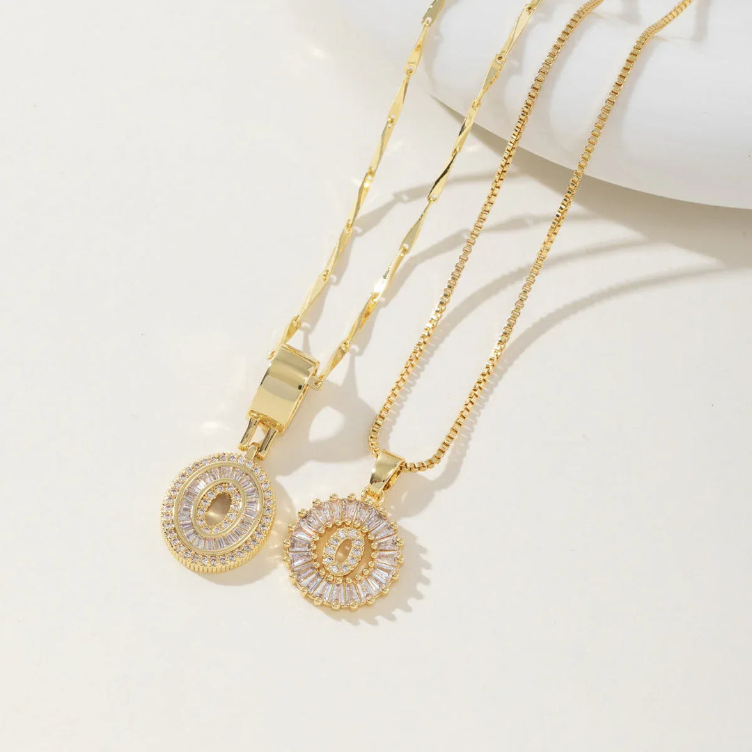 AISHA™ - Elegant 2-Pack Initial Letter Pendant Necklaces - MABEL LONDON