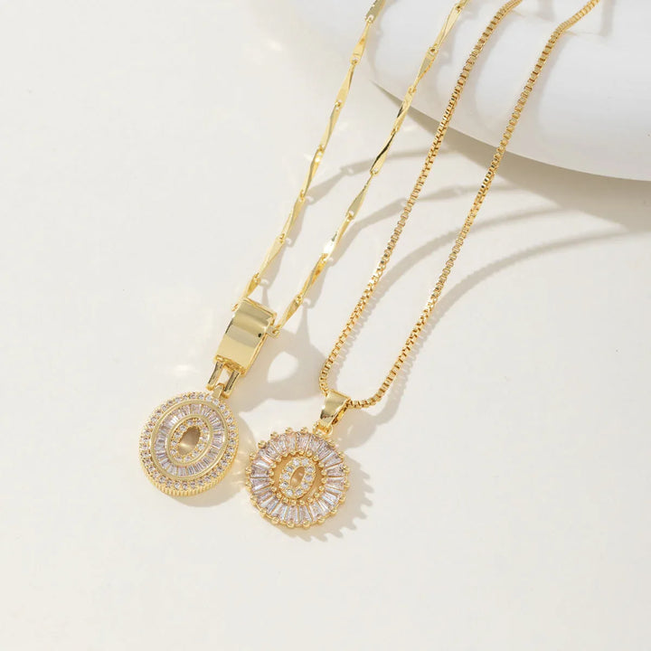 AISHA™ - Elegant 2-Pack Initial Letter Pendant Necklaces - MABEL LONDON