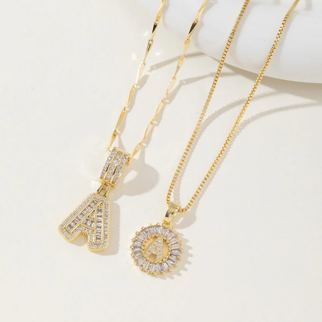 AISHA™ - Elegant 2-Pack Initial Letter Pendant Necklaces - MABEL LONDON